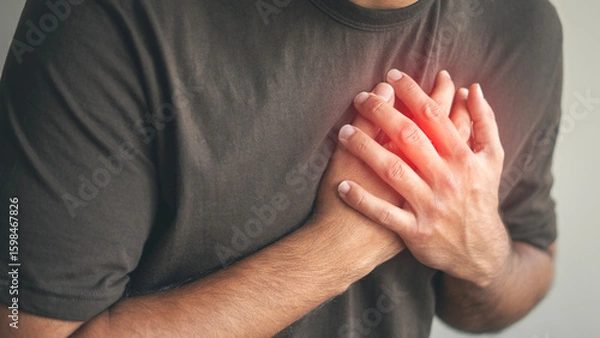 Obraz Man with heart attack or heart condition