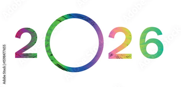 Fototapeta 2026 abstract text. 2026 text icon for happy new year, poster, banner, social media, event, calendar, card and other. 2026 sign png and vector illustration on transparent background