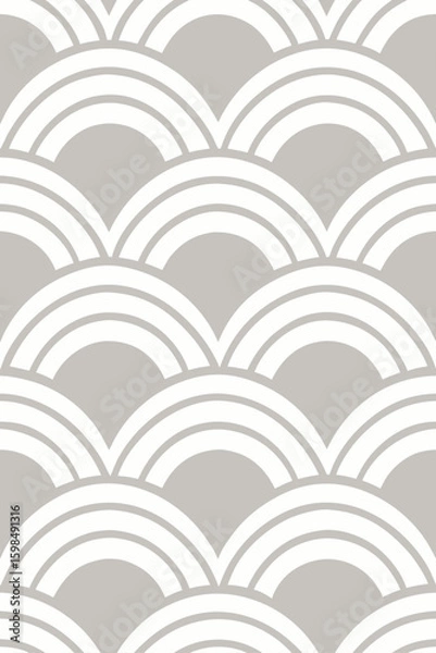 Fototapeta White arc pattern on grey background seamless