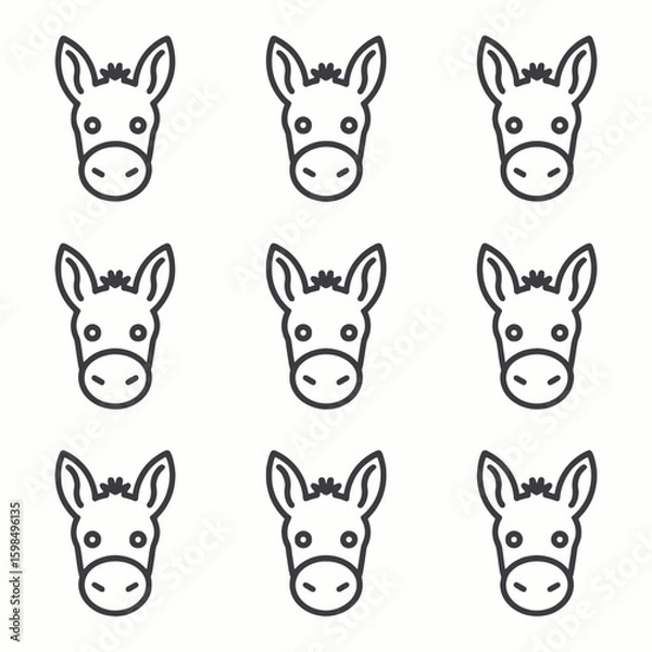 Obraz Nine donkey heads icon pattern isolated on white background