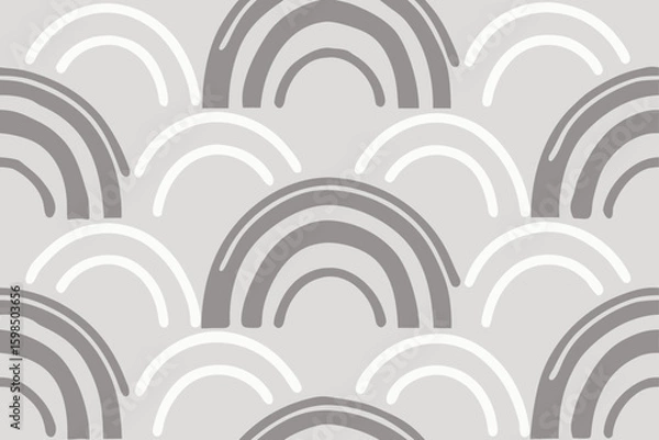 Fototapeta Abstract rainbow pattern with gray and white curves vector