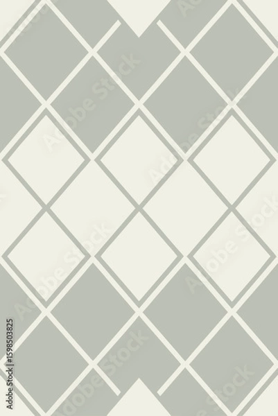 Fototapeta Geometric diamond pattern in light gray and cream seamless tile