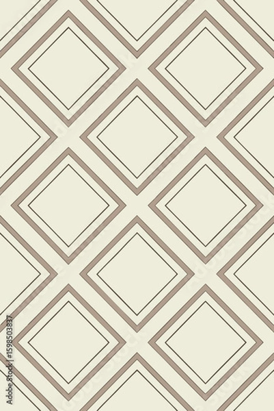 Fototapeta Geometric diamond pattern with beige and brown lines vector