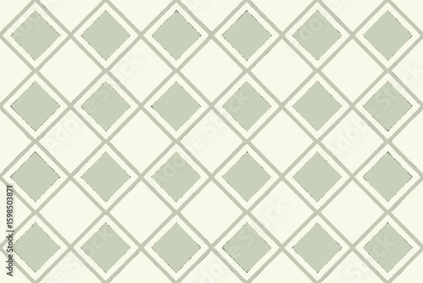 Fototapeta Geometric diamond pattern with sage green and cream colors vector