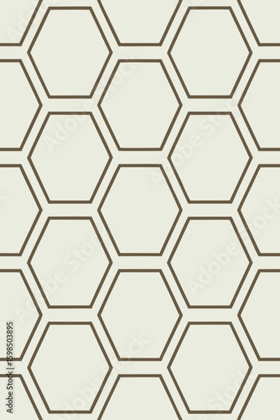 Fototapeta Geometric Hexagonal Pattern With Brown Outline honeycomb seamless