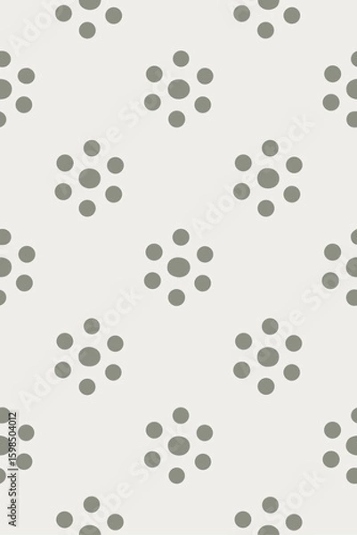 Fototapeta Gray dots arranged in circular clusters on a light gray background pattern