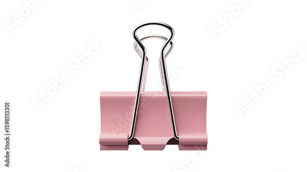 Obraz Photo of a pink binder clip is isolated on transparent background