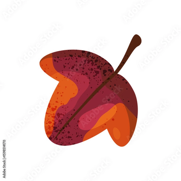 Obraz Autumn red ivy leaf isolated. Vector icon of fall foliage, flat cartoon seasonal plant element. Wood and forest, garden sign. Organic herbarium and nature card. Taxonomy and botany, biology and flora.