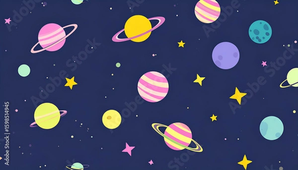 Obraz Cute Planets Space Background Pattern.