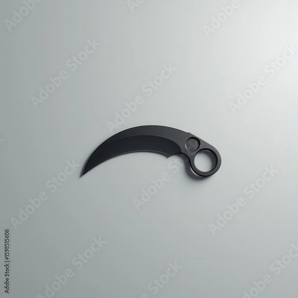 Fototapeta Curved karambit-style knife isolated on neutral gray background with soft lighting