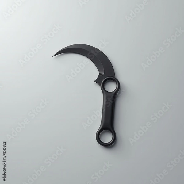 Fototapeta Curved karambit-style knife isolated on neutral gray background with soft lighting