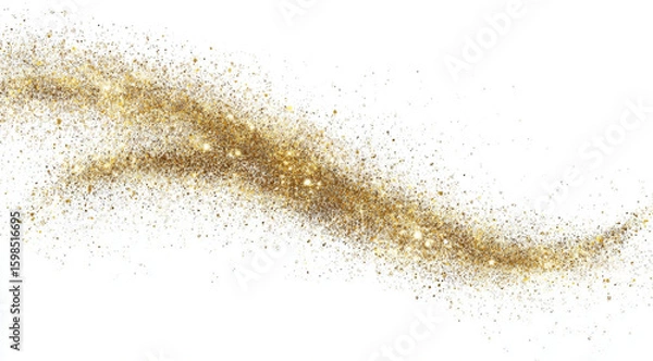 Fototapeta Abstract line hand-drawn with gold glitter 