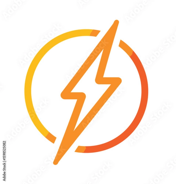 Fototapeta A blue lightning bolt vector illustration icon for a web button