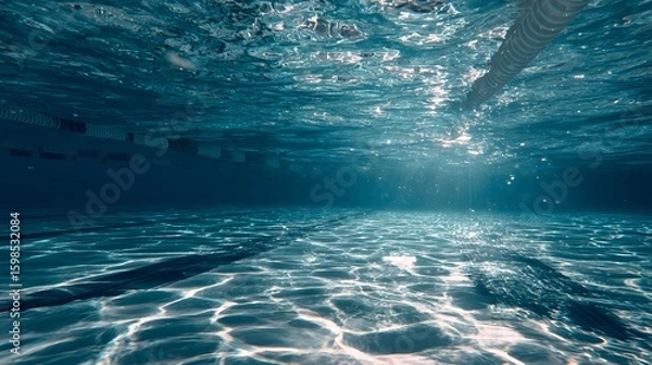 Obraz underwater pool surface with sunlight rippling through the surface