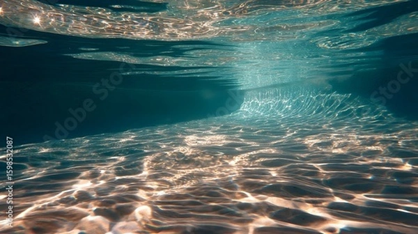 Obraz underwater pool surface with sunlight rippling through the surface