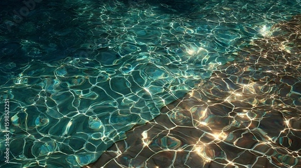 Obraz underwater pool surface with sunlight rippling through the surface