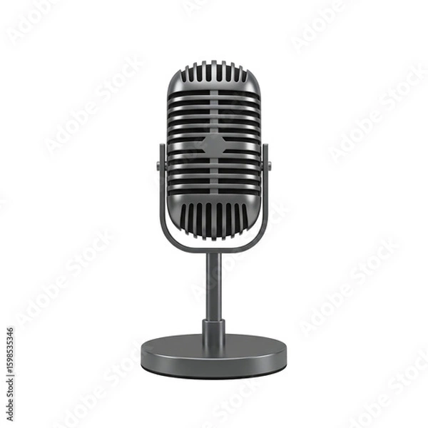 Fototapeta retro microphone isolated on transfer background