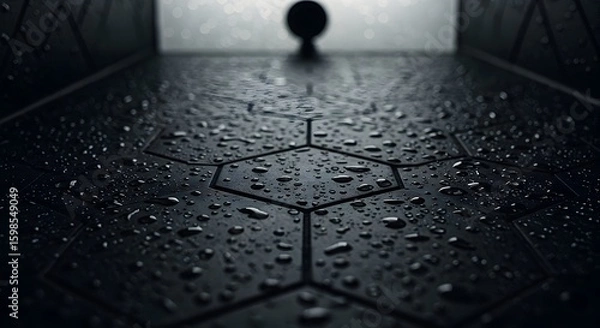 Obraz Wet Hexagonal Tiles Close-up with Soft Backlight