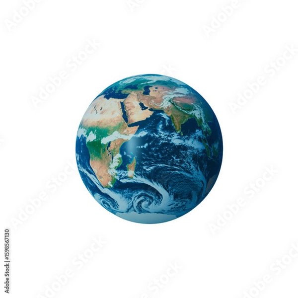 Fototapeta Earth globe showing Africa and Europe isolated on a transparent background