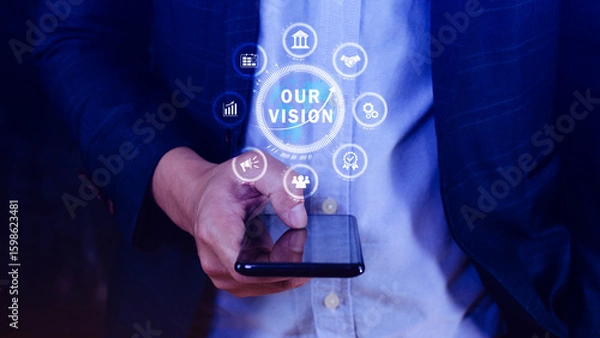 Fototapeta Our vision, Business, technology, internet and network concept. Virtual screen of the future and sees the inscription, Our vision concept.