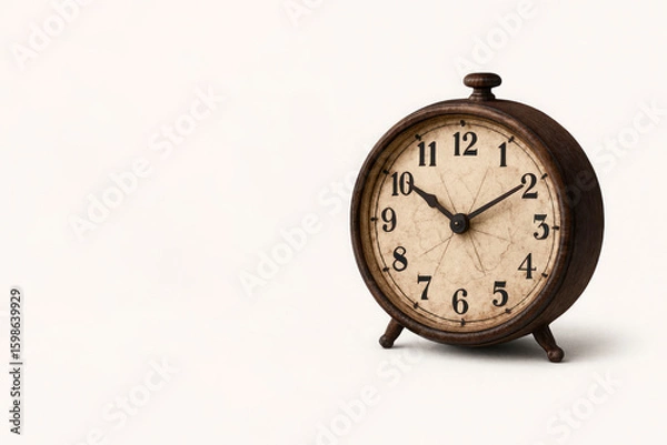 Obraz Vintage alarm clock on white background, time concept. Space for text.