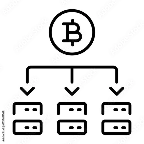 Fototapeta A line style icon showing mining farm