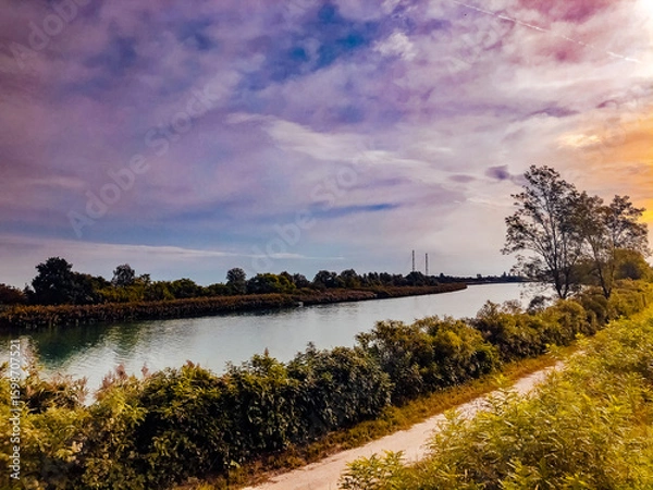 Obraz sunset over the river