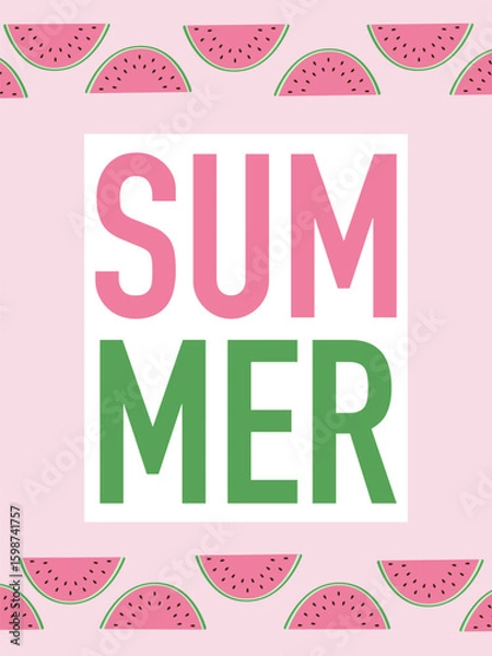 Obraz Summer background with watermelon pattern on stripes