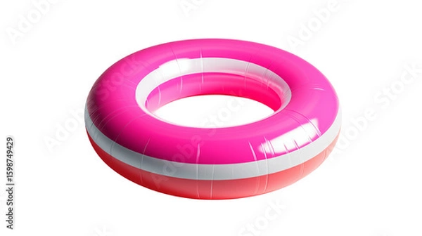 Fototapeta An red and pink lifebuoy ring  detailing, isolated on white background or transparent PNG.