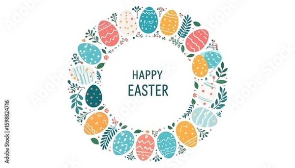 Fototapeta Easter eggs in a wreath