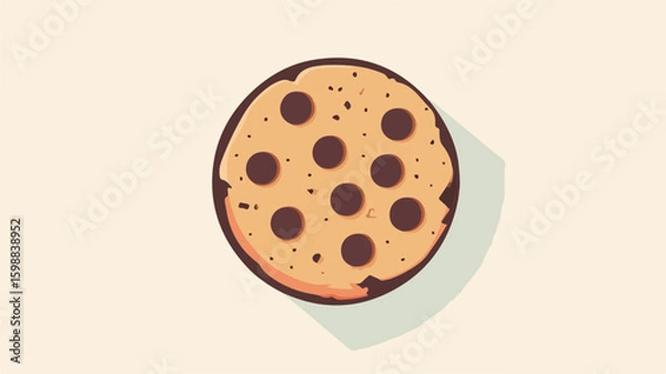 Fototapeta Delicious Chocolate Cookie with Simple Flat Design Style for Creative Projects