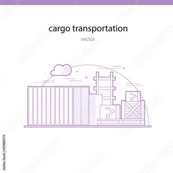 Fototapeta Rail transportation of particularly heavy and bulky goods in containers
