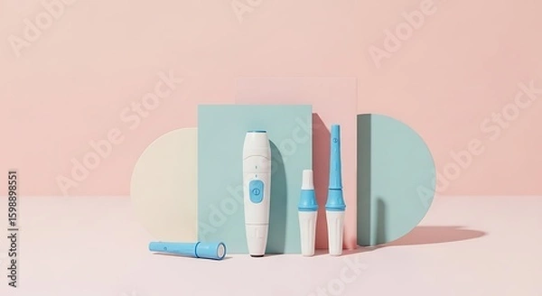 Fototapeta Diabetes Lancets on Pastel Background, Blood Glucose Monitoring Device