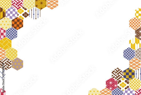 Obraz 秋の季節の彩り和柄背景イラスト