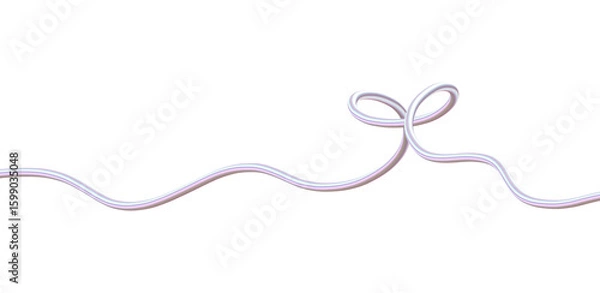 Fototapeta Pearlescent 3D Continuous Ribbon Line. Iridescent Pink Abstract Flowing Shape. Transparent PNG Background.