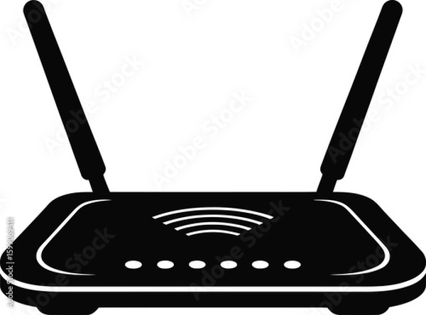 Fototapeta WiFi Router Silhouette – Wireless Internet Modem Icon Illustration