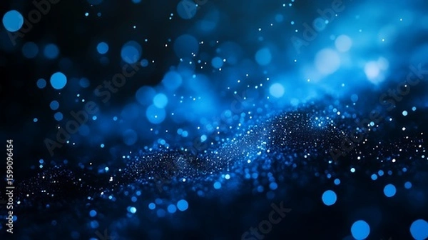 Fototapeta Abstract deep blue digital particles