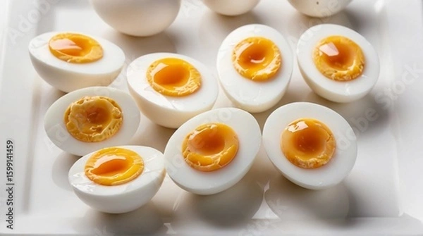 Fototapeta fried egg on white plate