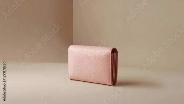 Fototapeta Light pink wallet with a minimalist design.