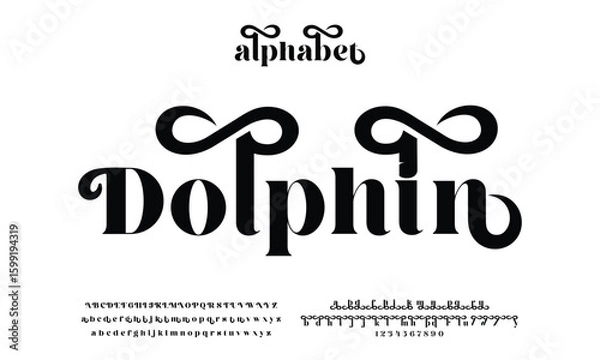 Fototapeta Elegant Uppercase lowercase Letters and Numbers. Classic Letter Minimal Fashion Design. Modern serif font typography regular decorative vintage concept. vector illustration.Headline font