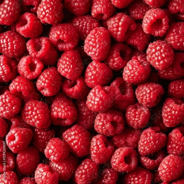 Fototapeta background full of only raspberries 