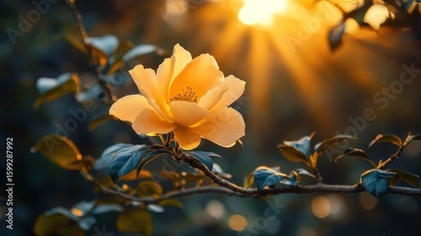 Obraz Golden bloom bathed in sunset rays