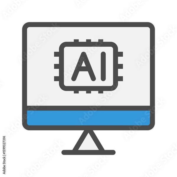 Fototapeta Monitor AI Color Icon. Editable Stroke Icons. Can be used for web, mobile apps, and software.
