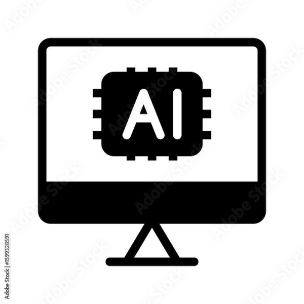 Fototapeta Monitor AI Solid Icon. Editable Stroke Icons. Can be used for web, mobile apps, and software.