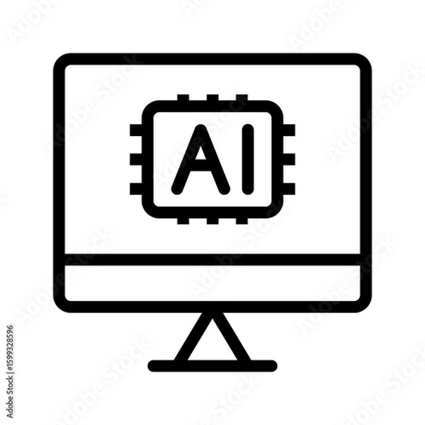 Fototapeta Monitor AI Outline Icon. Editable Stroke Icons. Can be used for web, mobile apps, and software.