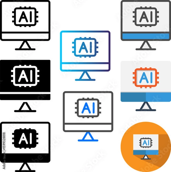 Fototapeta Set Monitor AI Icon. Editable Stroke Icons. Can be used for web, mobile apps, and software.