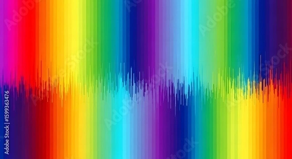 Obraz A vibrant and colorful abstract image featuring vertical bands of rainbow hues, with a central jagged line.