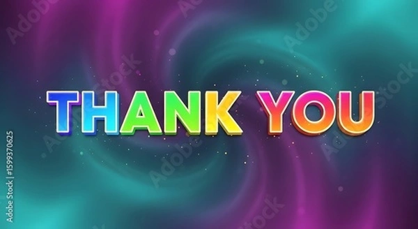 Obraz Colorful "Thank You" text displayed against a swirling, abstract background, conveying gratitude.
