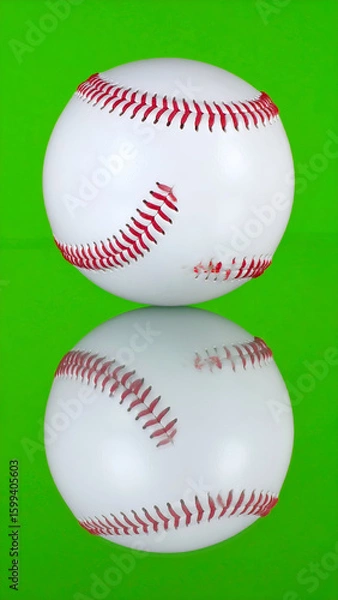 Fototapeta Baseball Reflecting Green Background.