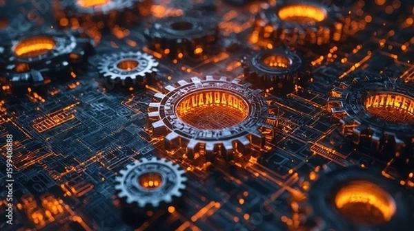 Fototapeta Intricate Gears of Innovation: A Digital Abstract